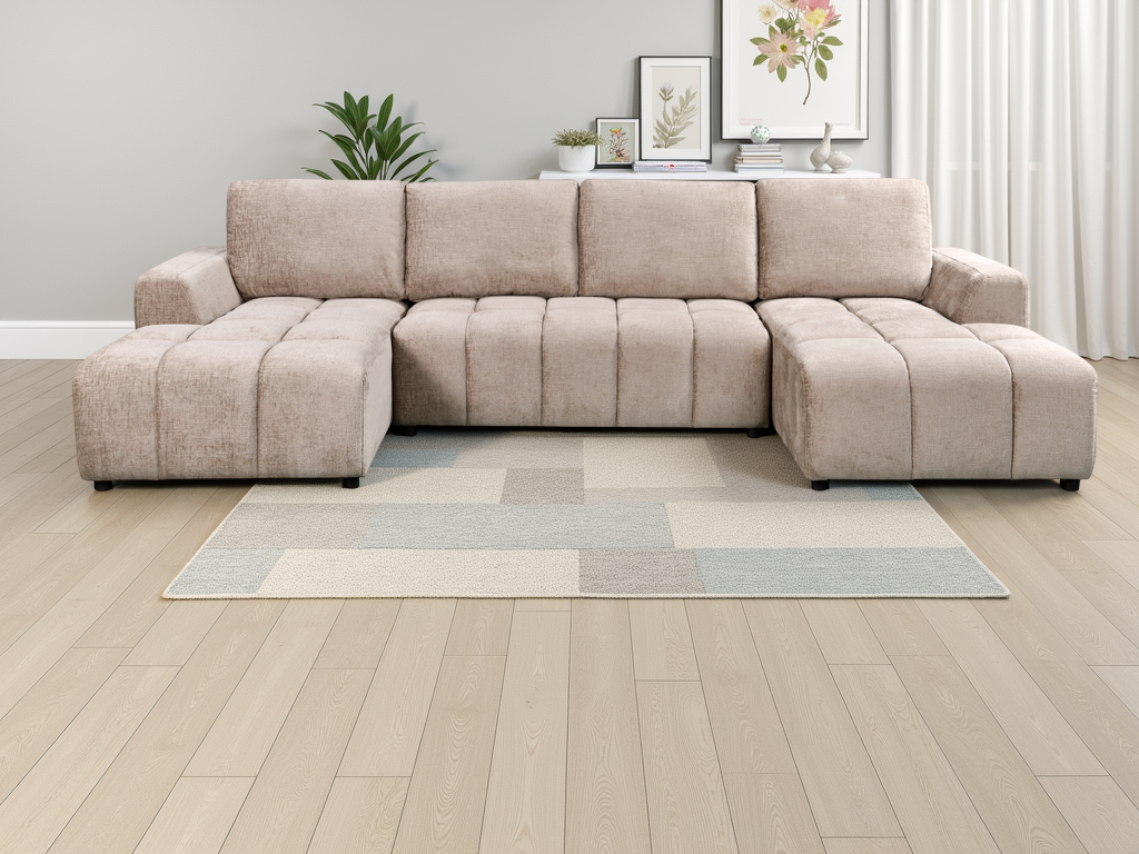 Shanghai Luxury U-Shape Sofa Bed in Beige - alternate view