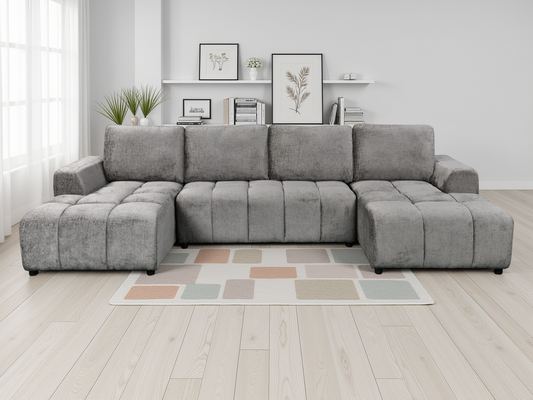Shanghai Luxury U-Shape Sofa Bed in Grey - alternate view