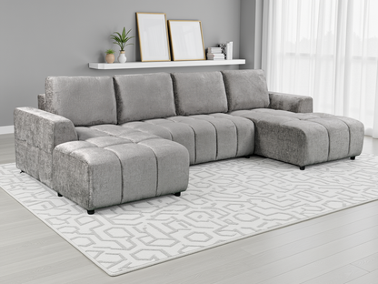 Shanghai Luxury U-Shape Sofa Bed in Grey