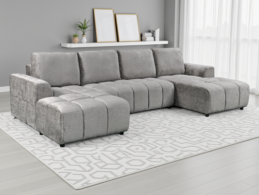 Shanghai Luxury U-Shape Sofa Bed in Grey