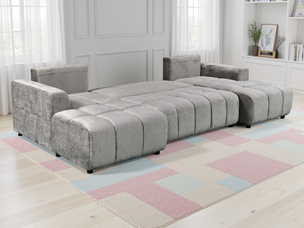 Shanghai Luxury U-Shape Sofa Bed in Grey - detail