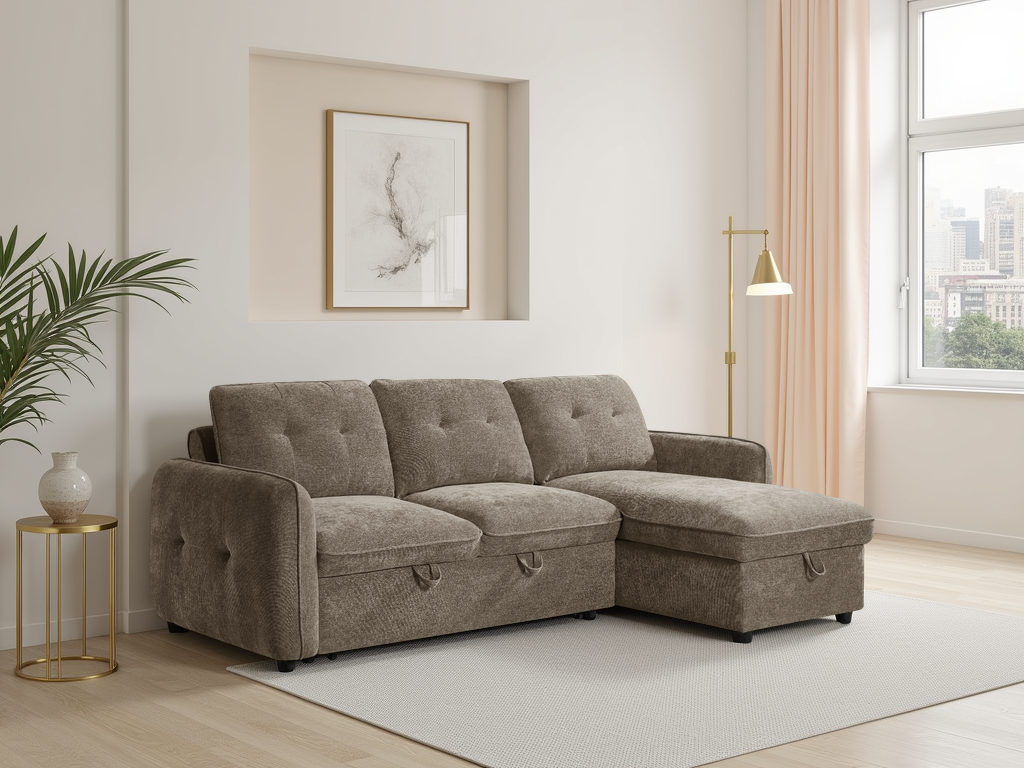 Moscow Corner Sofa Bed in Brown
