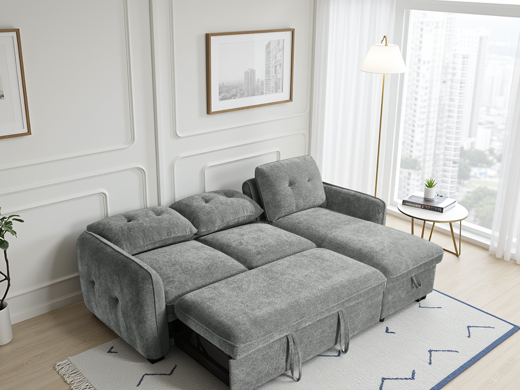 Moscow Corner Sofa Bed in Grey - detail