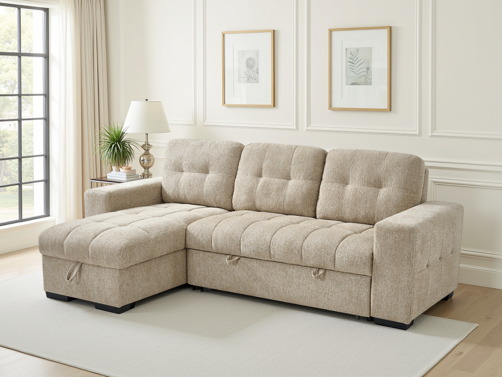 Palermo Corner Sofa Bed in Beige